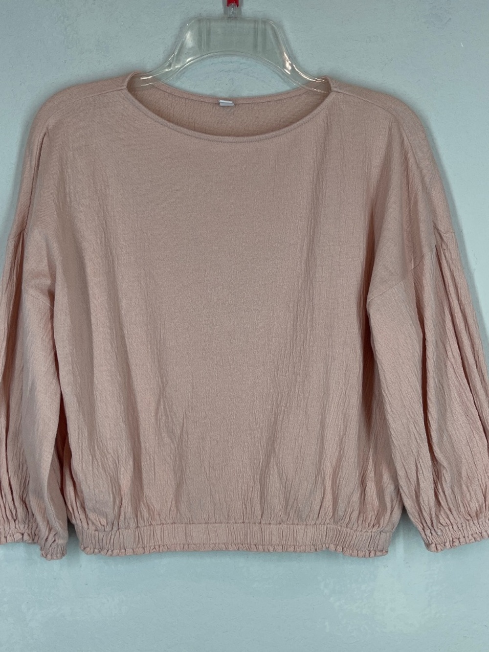 Uniqlo Blouse Women's XS Top Pink 3/4 Sleeve Relaxed Cotton Lyocell Textured